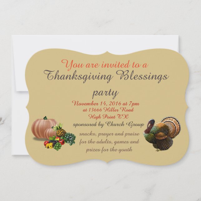 Invitation Thanksgiving Blessings Party (Devant)