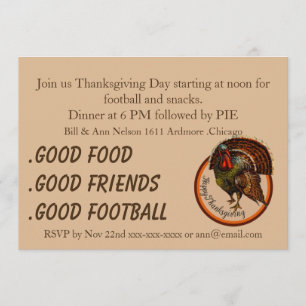 Invitation Thanksgiving classique Turquie de bons amis de