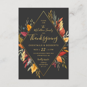 Invitation Thanksgiving Cocktail Party Watercolor Foliing