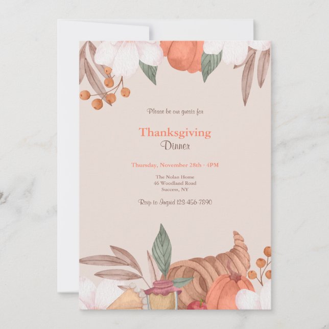 Invitation Thanksgiving Cornucopia (Devant)