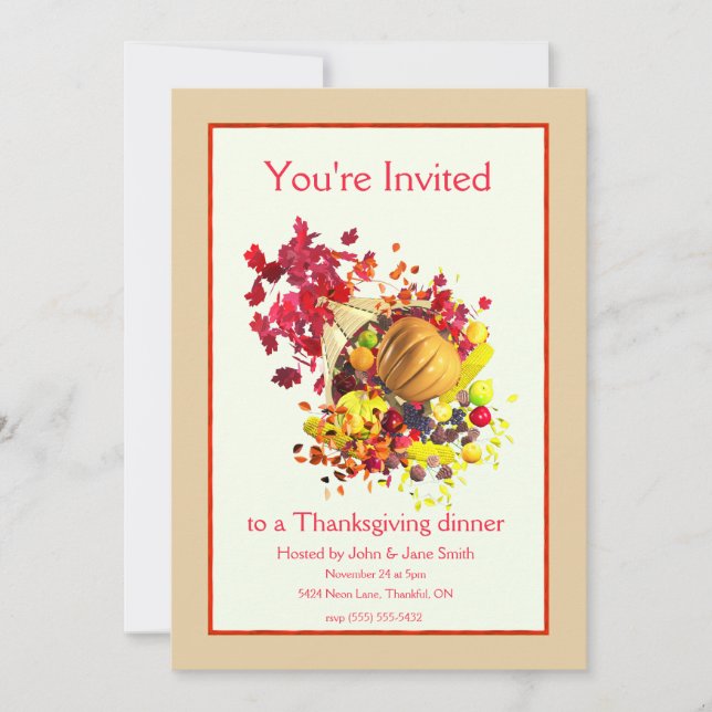 Invitation Thanksgiving Cornucopia (Devant)