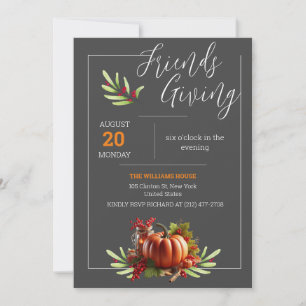 Invitation Thanksgiving Day Black Theme Diner Party