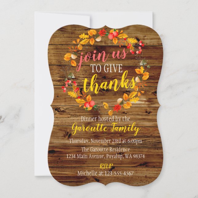 Invitation Thanksgiving de la couronne d'automne russe (Devant)