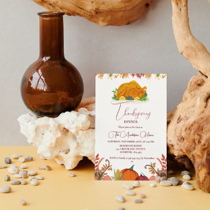 Invitation Thanksgiving Dineer chute Citrouille Turquie parti