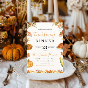 Invitation Thanksgiving Diner Citrouille Pie