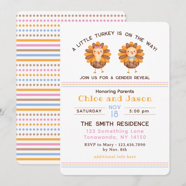 Invitation Thanksgiving Fall Gender Reveillez Turquie Invitat (Devant / Derrière)