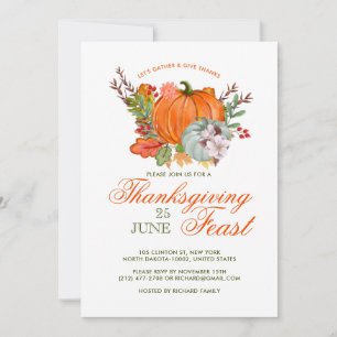 Invitation Thanksgiving Fest Dîner Russe Citrouille