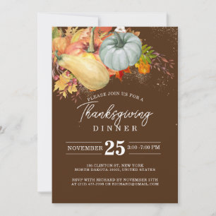Invitation Thanksgiving Fest Friends Dinner Citrouille Café
