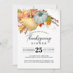 Invitation Thanksgiving Fest Friends Dinner Russe Citrouille