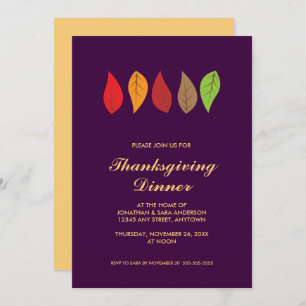 Invitation Thanksgiving Feuilles colorés
