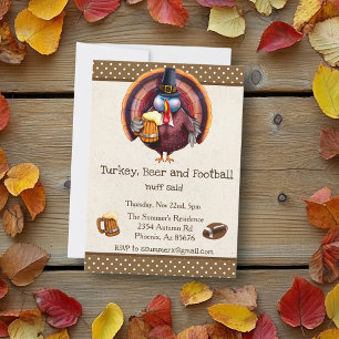 Invitation Thanksgiving Football Turquie bière drôle