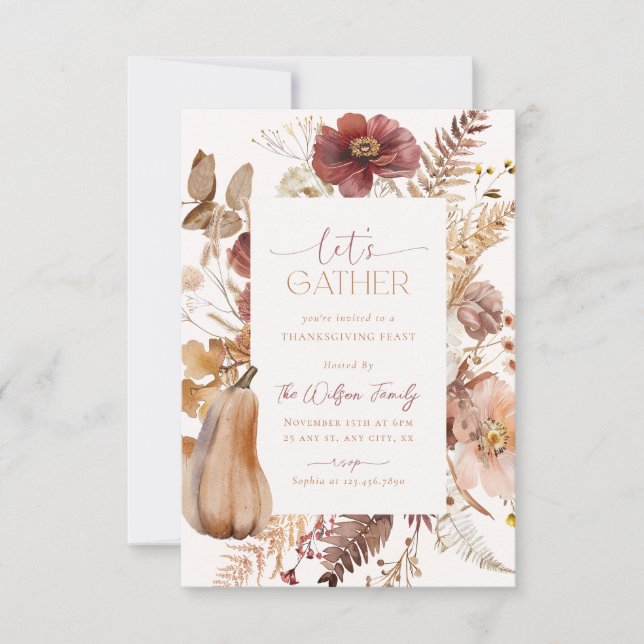 Invitation Thanksgiving Friendsgiving Dîner (Devant)