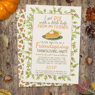 Invitation Thanksgiving Friendsgiving Party Citrouille Pie Fu