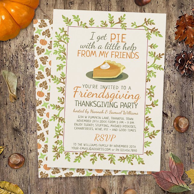 Invitation Thanksgiving Friendsgiving Party Citrouille Pie Fu (Créateur téléchargé)