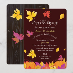 Invitation Thanksgiving Holiday Maple Feuilles Aquarelle