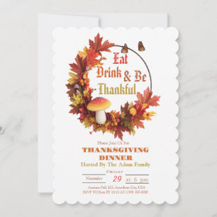 Invitation Thanksgiving Mangez Boire et soyez reconnaissant