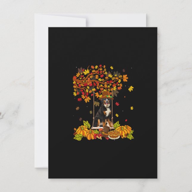 Invitation Thanksgiving Maple Citrouille Bernese Mountain Dog (Devant)