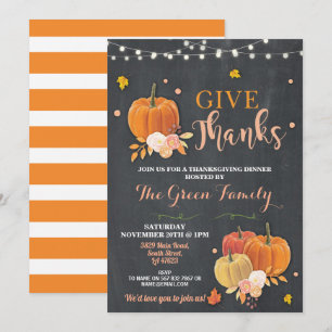 Invitation Thanksgiving Party Fall Russe Lights Dîner