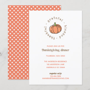 Invitation Thanksgiving reconnaissant de pois de citrouille