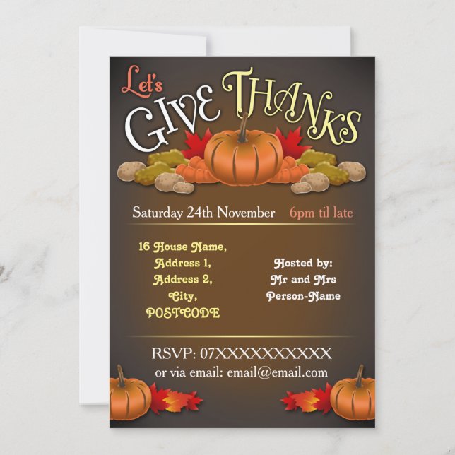 Invitation Thanksgiving Rustique Personnalisable (Devant)