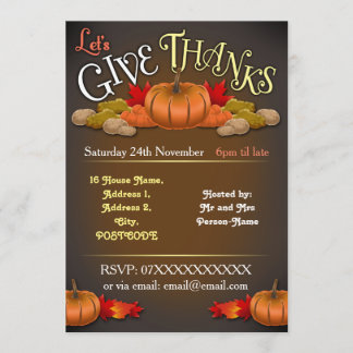 Invitation Thanksgiving Rustique Personnalisable