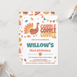 Invitation Thanksgiving Turkey Gobble Gobble Anniversaire