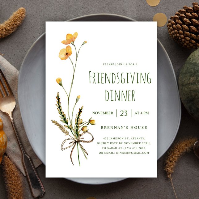 Invitation Thanksgiving Unique Moderne Dîner d'Action d'Ami (Thanksgiving Unique Modern Friendsgiving Dinner Invitation)