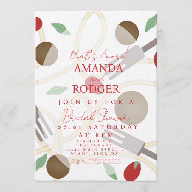 Invitation That’s Amore Italian Pasta Wedding (Devant)