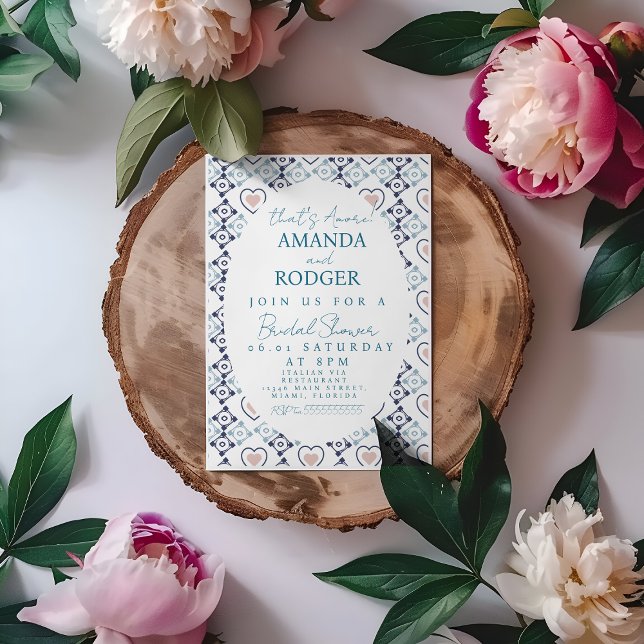 Invitation That’s Amore Italian Tiles Hearts Wedding (Créateur téléchargé)