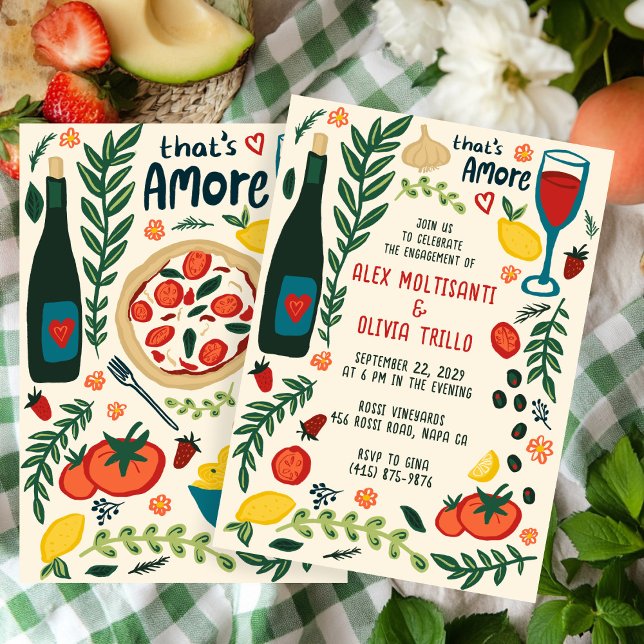 Invitation That's Amore Italian Food CUSTOM Engagement Party (That's Amore Italian Food CUSTOM Engagement Party Invitation
)