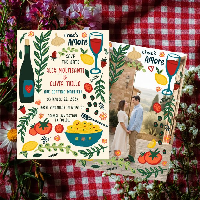 Invitation That's Amore Italian Food SAVE THE DATE Engagement (That's Amore Italian Food SAVE THE DATE Custom Photo Engagement Invitation
)