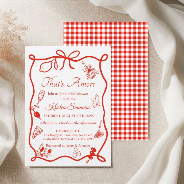 Invitation That's Amore Whimsical Italian Pizza Bridal Shower (That's Amore Italian Food Bridal shower Invitation)