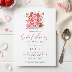 Invitation Thé à la Camomille Mariage Fraises Tasse à Thé
