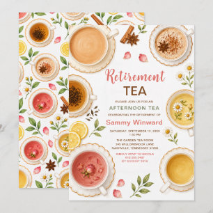 Invitation Thé à la Camomille Party de Retraite à la Tasse Aq