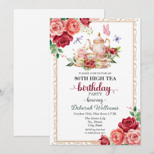 Invitation Thé à la haute élégance pour 80e anniversaire 