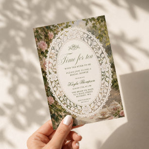 Invitation Thé à l'anglaise Vintage Broderie de dentelle Jard