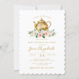 Invitation Thé à l'or rose Fête de bébé en route Baby Shower