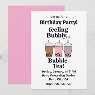 Invitation Thé aux bulles drôle de fête d'anniversaire