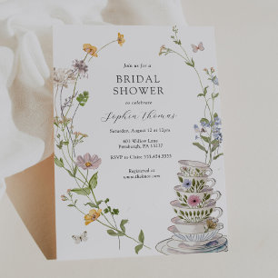 Invitation Thé aux Fleurs Sauvages : Baby Shower Mariée