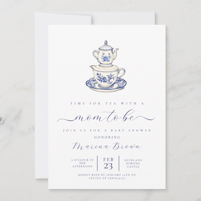 Invitation Thé avec la mère pour être baby shower (Devant)
