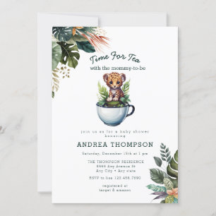 Invitation Thé avec maman   Baby shower animal bébé Safari