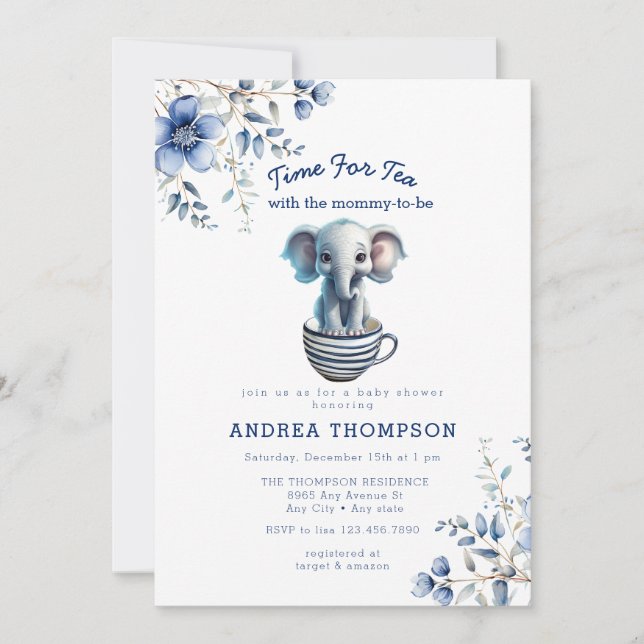 Invitation Thé avec maman | Baby shower animal bébé Safari (Devant)