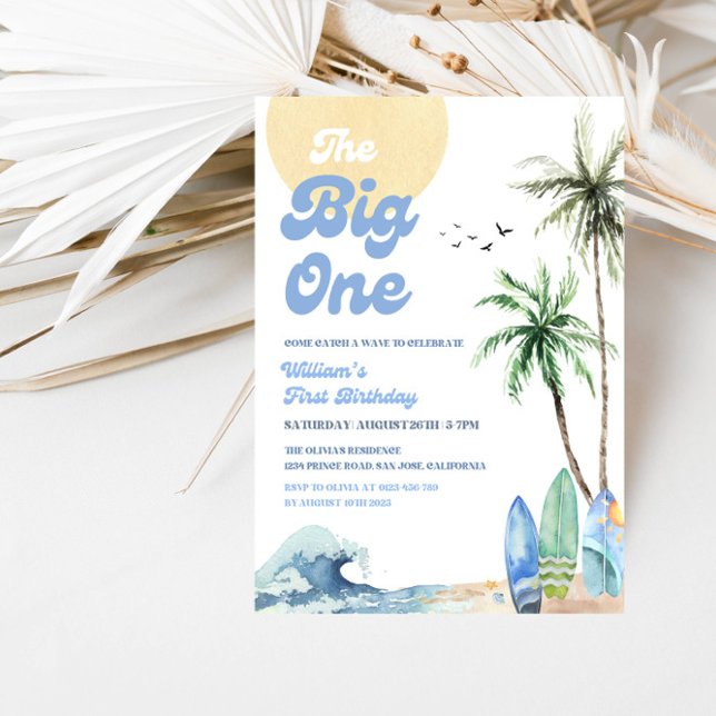 Invitation The Big One Boy 1st Birthday Party - Ocean Surf (Créateur téléchargé)
