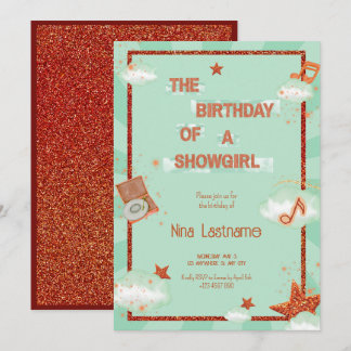 Invitation The Birthday of a Showgirl Theme Retro Music Party