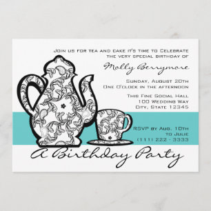 Invitation Thé d'anniversaire avec une couleur variable