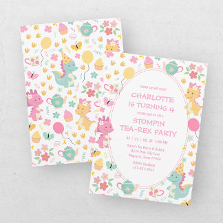 Invitation Thé d'anniversaire de Rex pour les 4 ans de votre