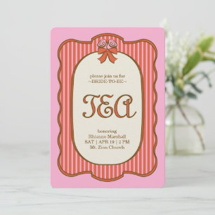 Invitation Thé dansant de mariage vintage Rose et Rouge