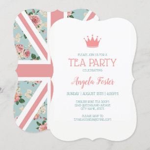 Invitation Thé dansant des roses anglaises Union Jack