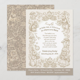 Invitation Thé dansant en forêt — Lapin de conte de fées, Béb