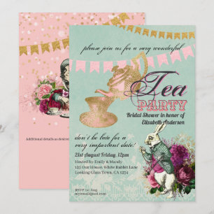 Invitation Thé dansant vintage Alice aux Folies d'Hatter Mari
